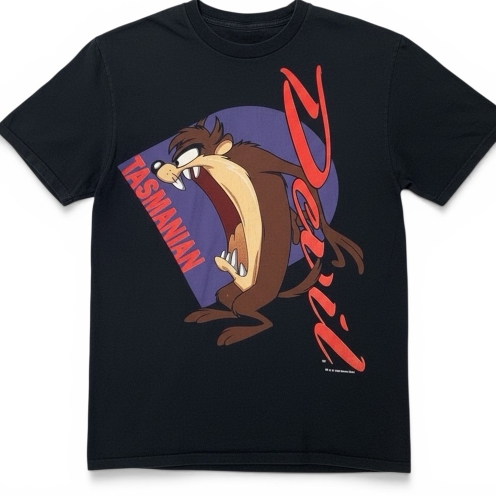 Vintage 1993 Taz Looney Tunes Single Stitch Graphic Tee USA Black Men's M